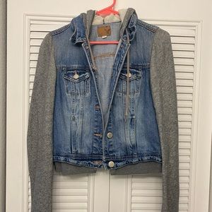 American Eagle Hooded Jean Sweatshirt Jacket